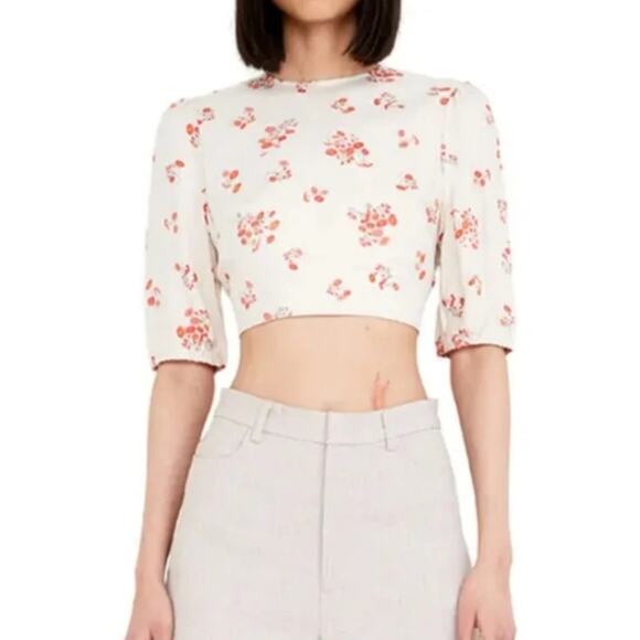 Bardot Tops - NWT Bardot Print Tie Back Crop Top